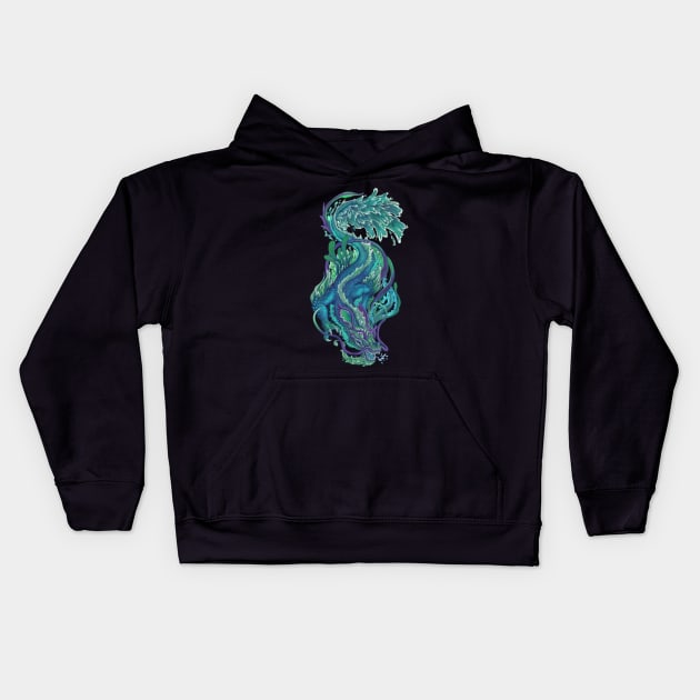 Imperial Water Dragon II Kids Hoodie by LauralienArt